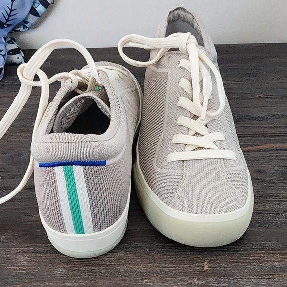 Rothy's Grey Sneakers with Green and Blue Stripe - Picture 2 of 4